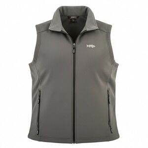 Core 365 Men Large Vest Adult Gray Full Zip Fleece Lined Softshell Fish Logo L